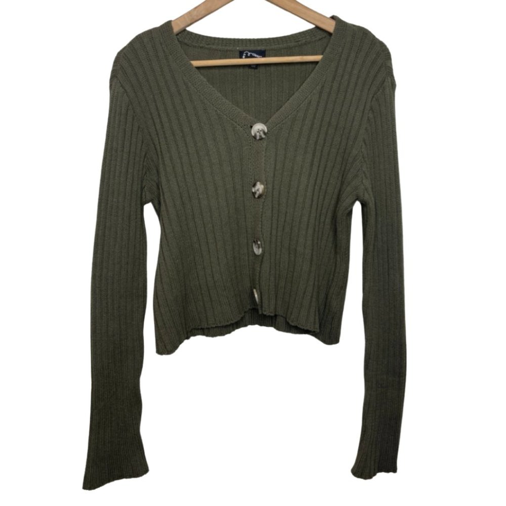 ART CLASS | Olive Green Cropped Button Front Sweater | Size XXL (18/20)